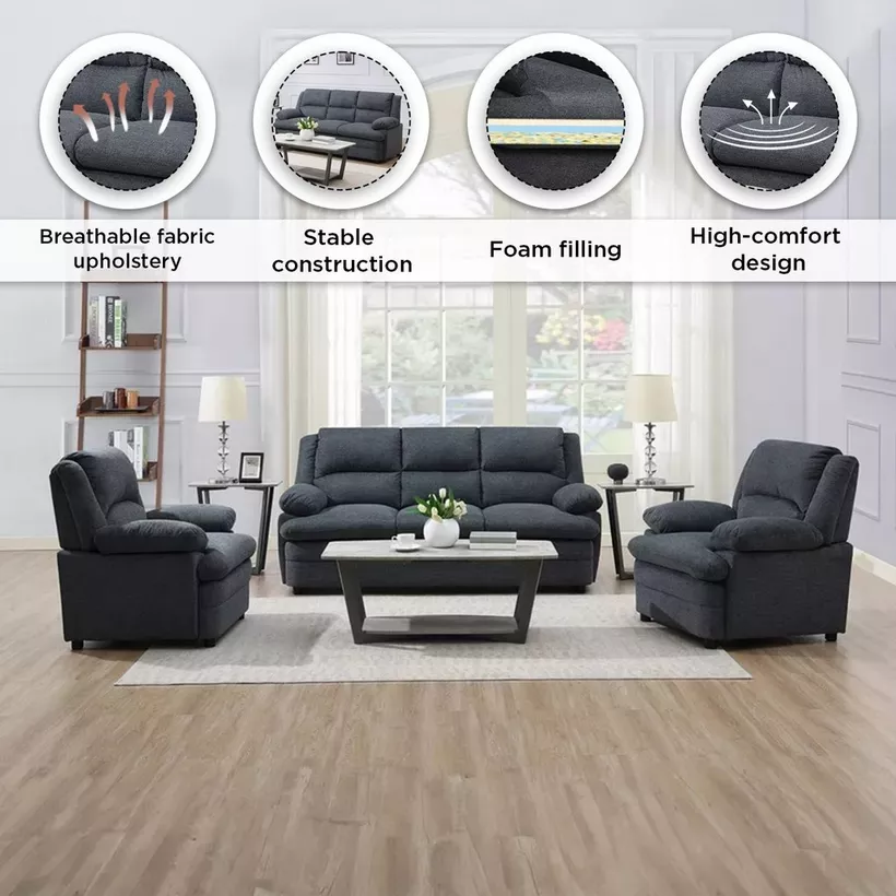 Bali Lamo 3-Seater Fabric Sofa - Image 7