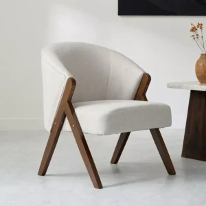 Porto Fabric Accent Chair with Wooden Frame