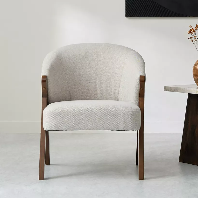 Porto Fabric Accent Chair with Wooden Frame - Image 2