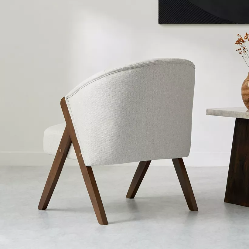 Porto Fabric Accent Chair with Wooden Frame - Image 3
