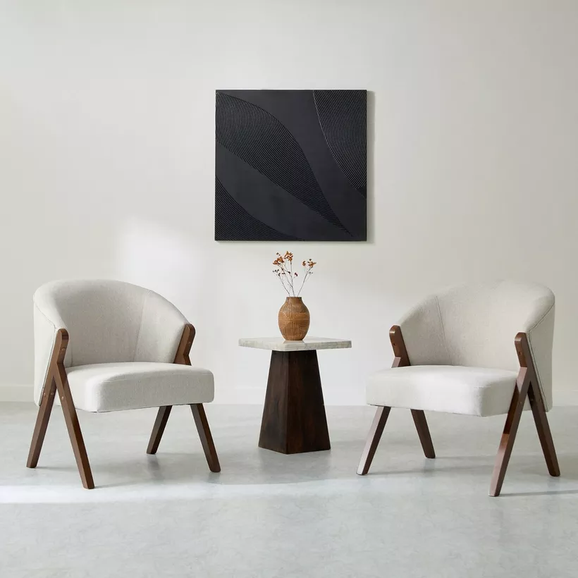 Porto Fabric Accent Chair with Wooden Frame - Image 5